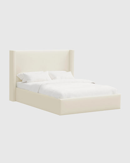 Wingback Bed in Performance Linen Blend - Full / Ivory