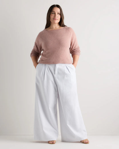 Mongolian Cashmere Boatneck Sweater - 1X / Heather Vintage Pink