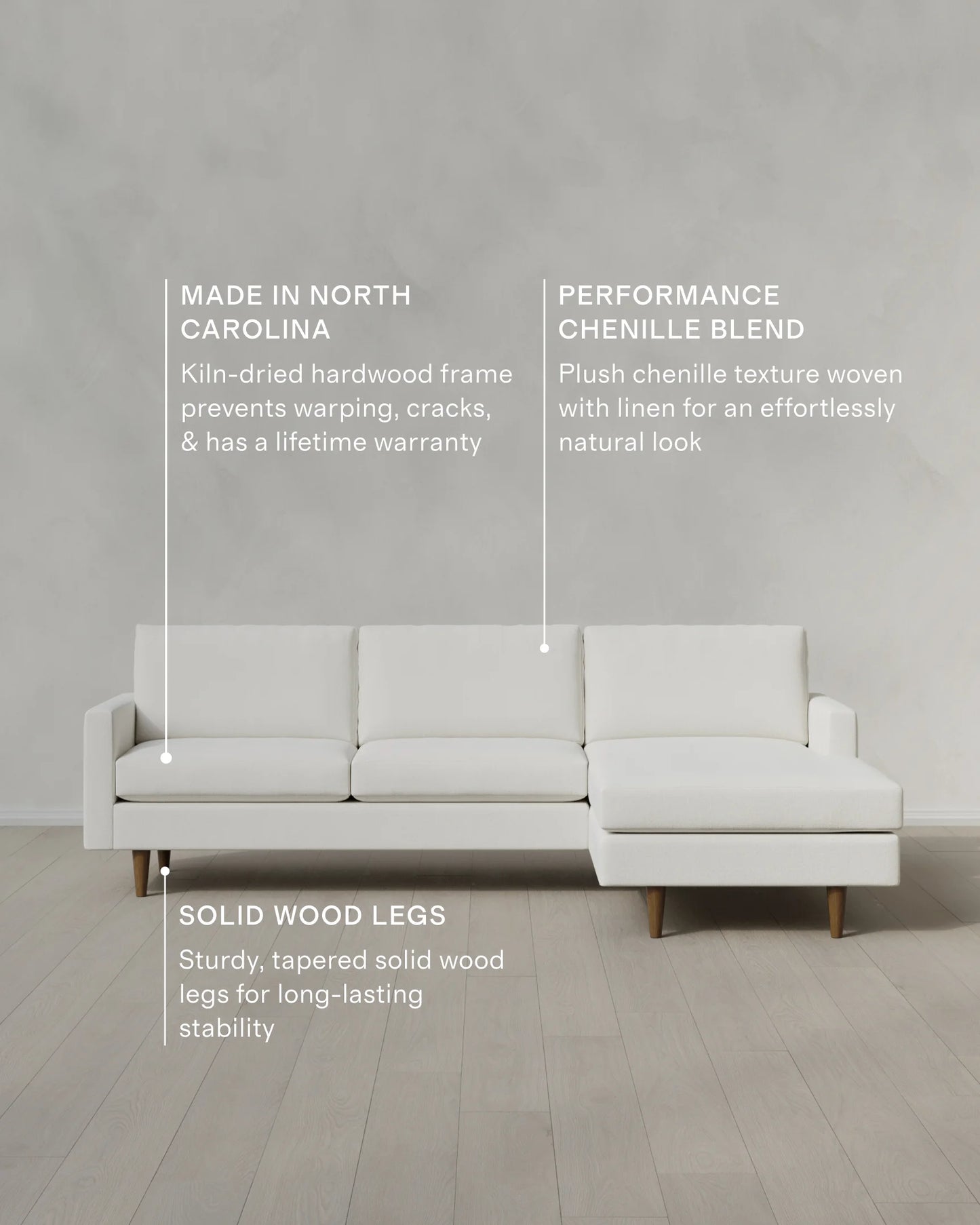 Atlas Midcentury Chaise Sectional in Performance Chenille Linen Blend - 106" Right Arm / Sorrell