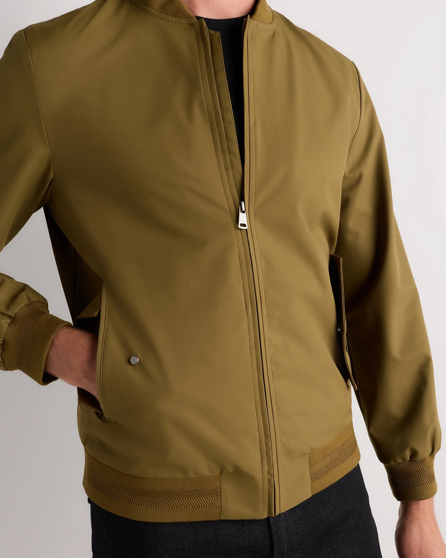 Water-Resistant Flex Bomber Jacket - S / Black