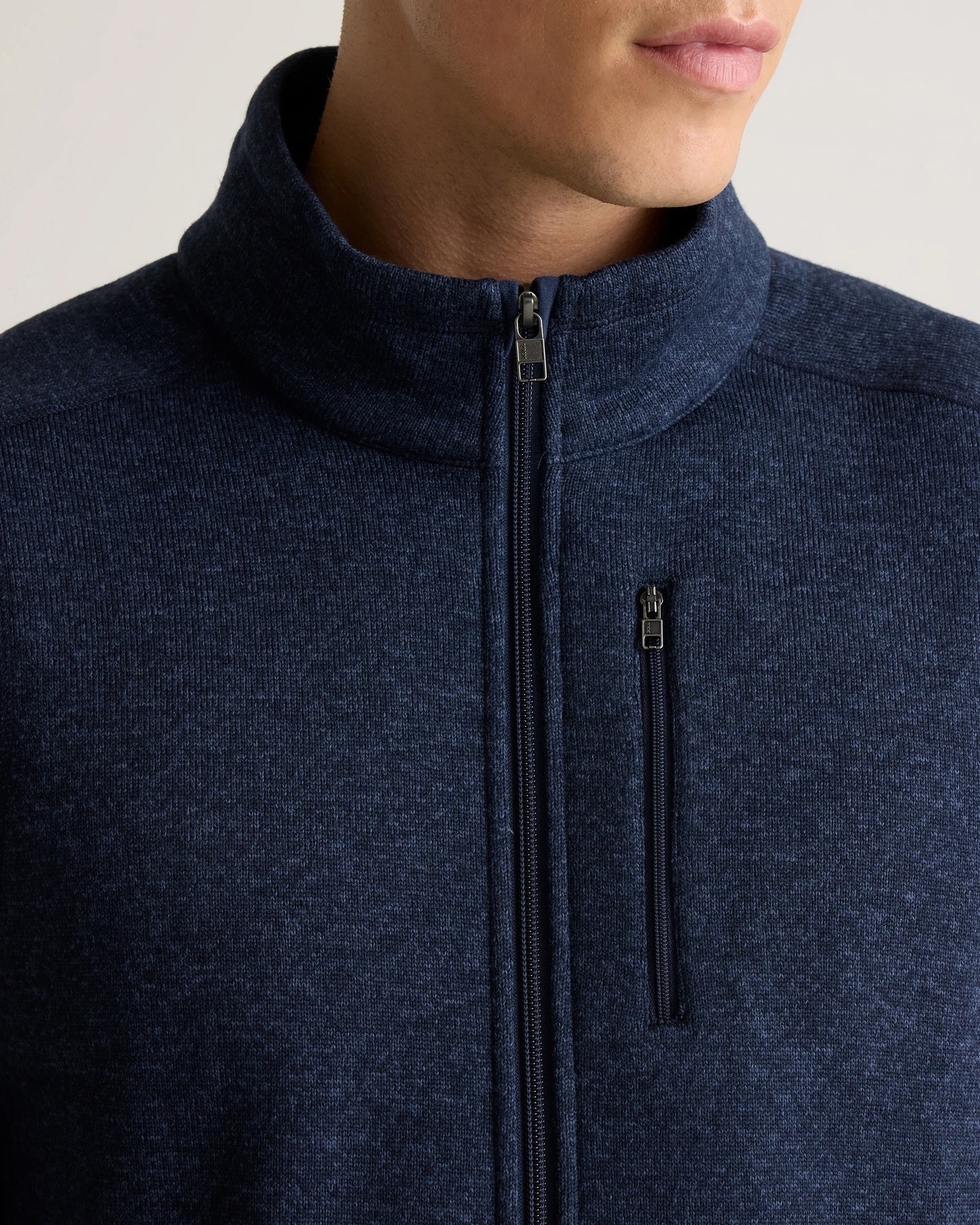 Sweater-Knit Fleece Full-Zip Vest - S / Heather Mineral Green