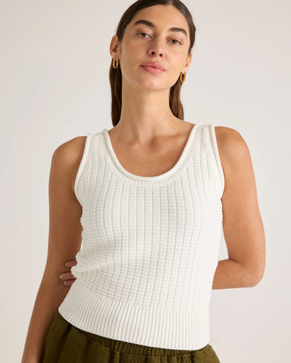 100% Organic Cotton Waffle Cropped Sweater Tank - XS / Heather Dove Grey