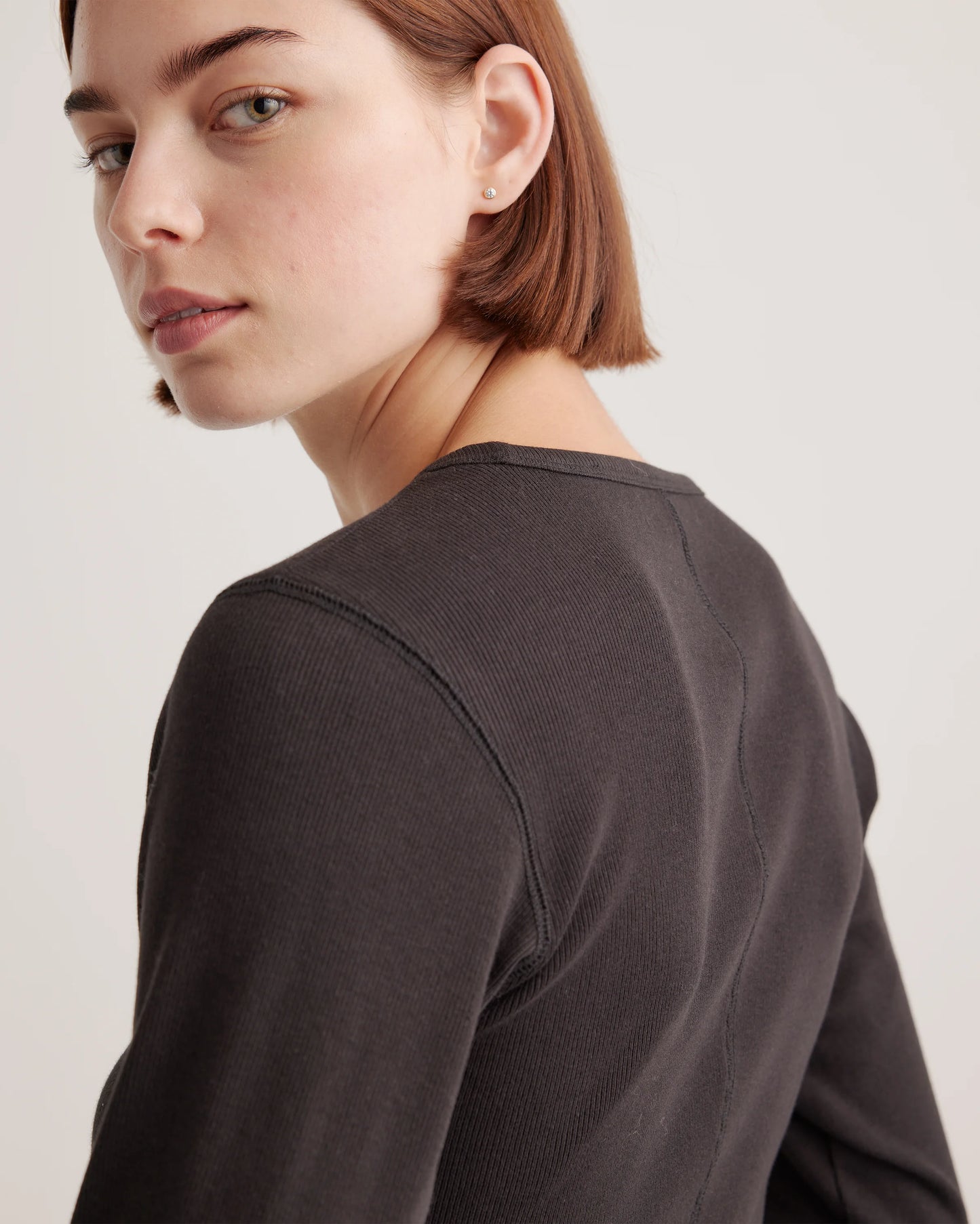 Organic Cotton Micro-Rib Long Sleeve Tee - XS / Moonstone Blue