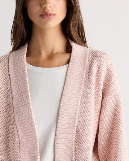 100% Organic Cotton Waffle Stitch Open Cardigan - XS / Sky Blue