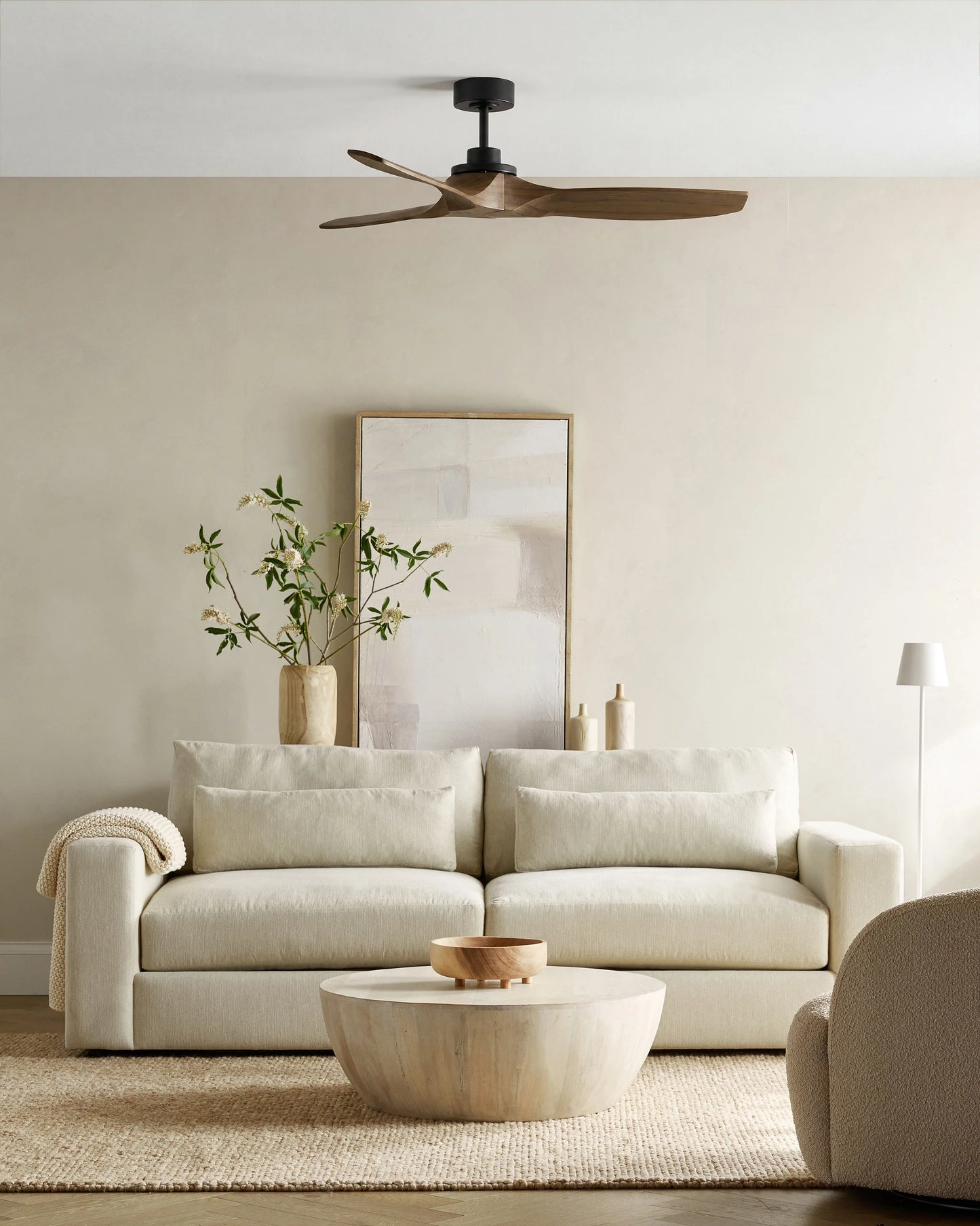 Transitional Wood Blade Ceiling Fan - 52" / Honey/Black