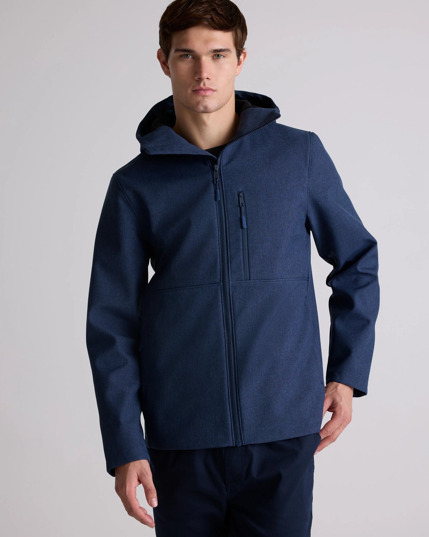 Softshell Fleece-Lined Full-Zip Hooded Jacket - XS / Heather Shady Charcoal