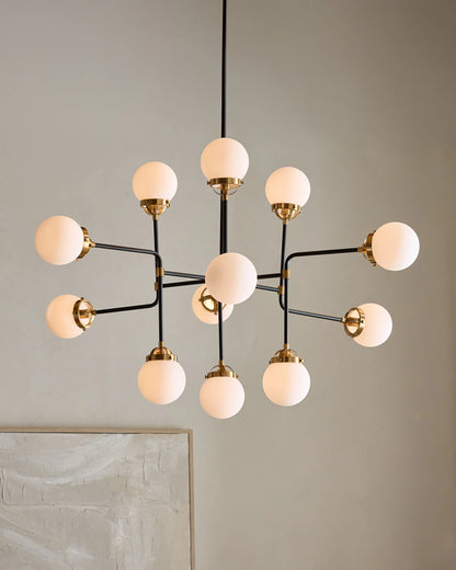 Multi Globe Steel Chandelier - 12 Light / Black