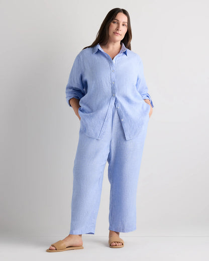 100% European Linen Long Sleeve Shirt - 1X / Flax