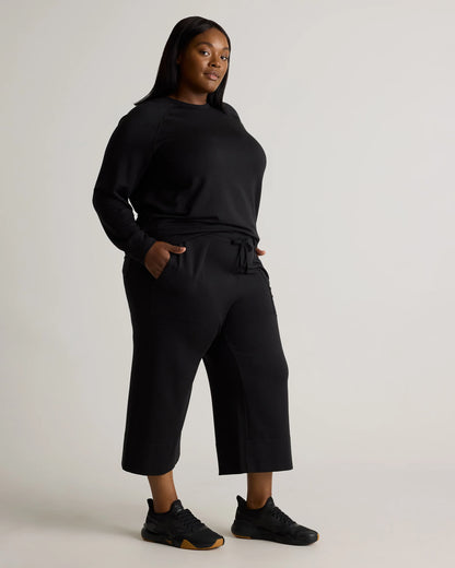 SuperSoft Fleece Cropped Wide Leg Pants - 1X / Heather Grey