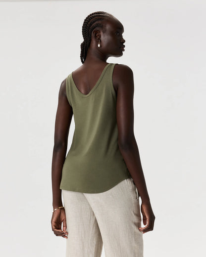Cotton Modal Double Scoop Neck Tank - XS / Navy