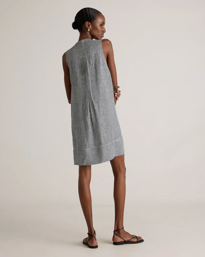 100% European Linen Sleeveless Swing Dress - XS / Classic Mini Gingham
