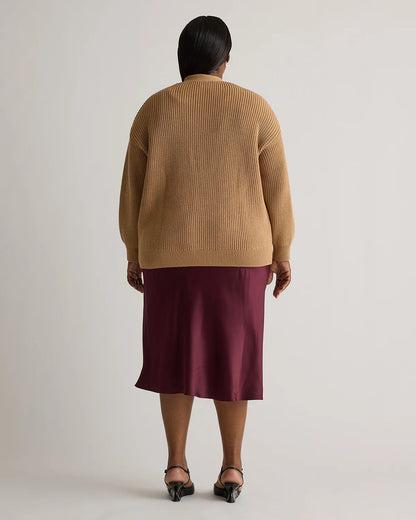 100% Organic Cotton Oversized Boyfriend Cardigan - 1X / Camel