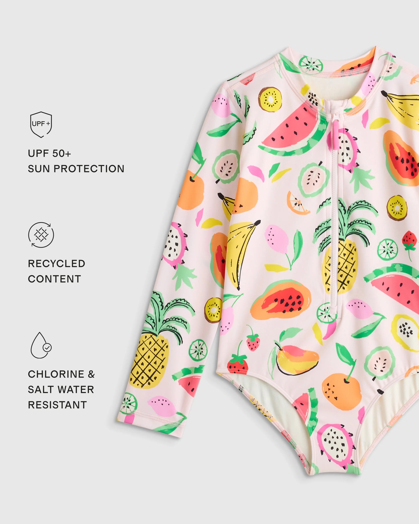 Long Sleeve Zip-Up Swimsuit - 6 / Happy Floral