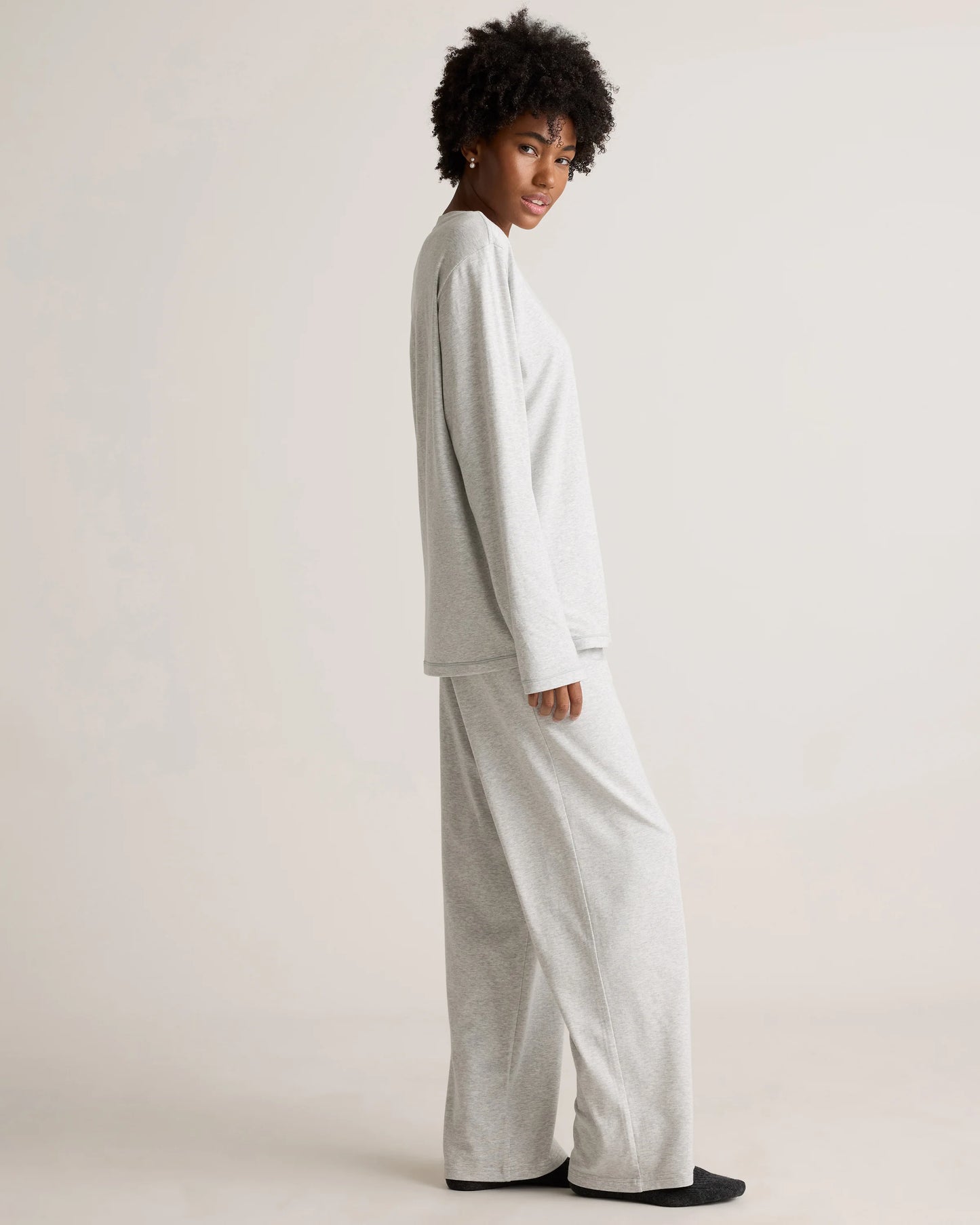 Dream Lounge Oversized Long Sleeve Pajama Set - XS / Light Heather Grey
