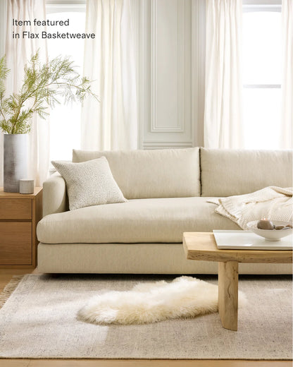 Sierra Curved Arm Sofa in Performance Basketweave - 7ft / Flax