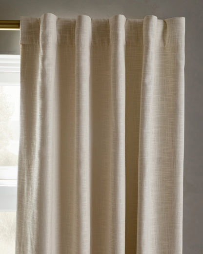 Textured Cotton True Blackout Curtain - 48x84 / White