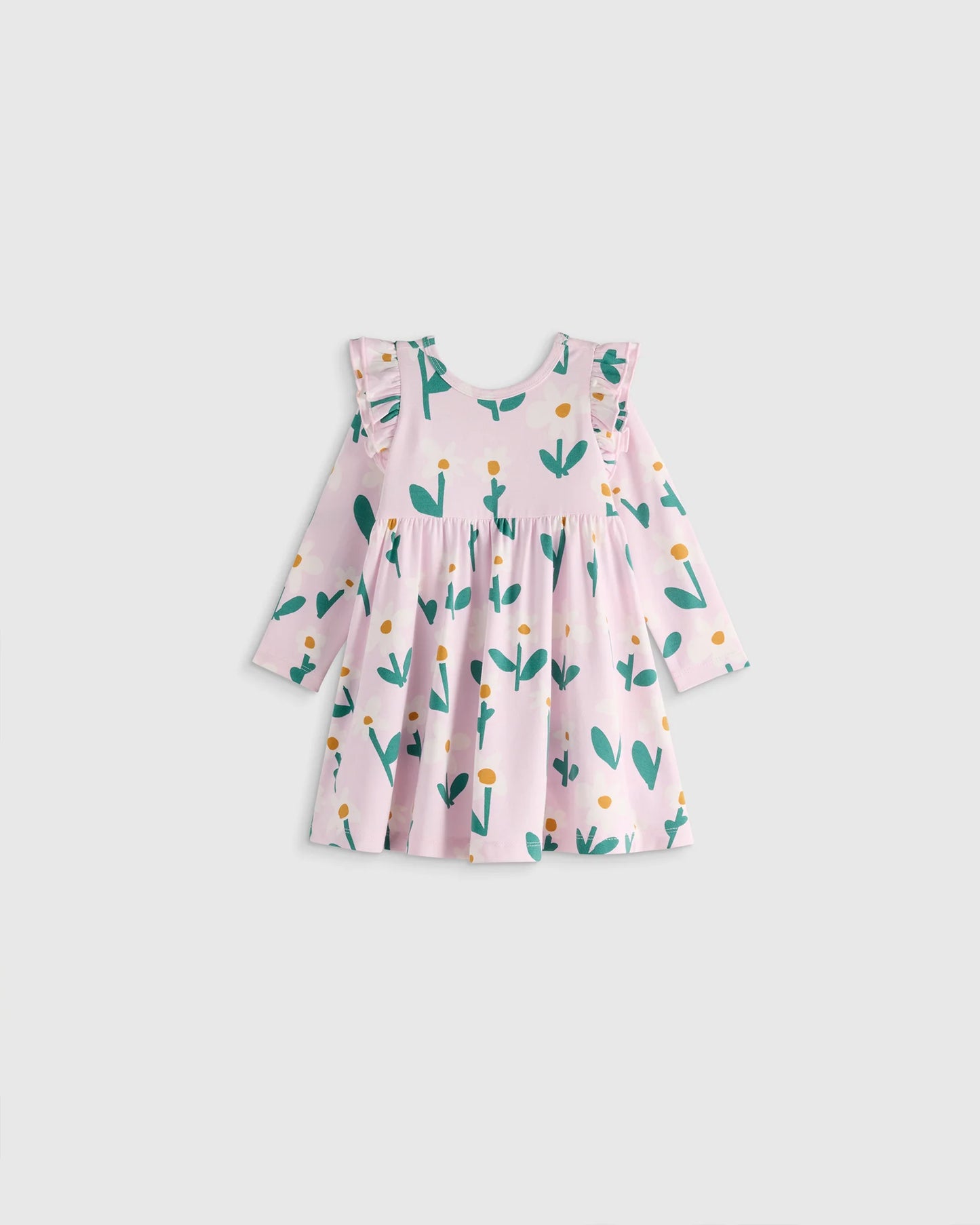 Bamboo Long Sleeve Flutter Twirl Dress - 12-18M / Navy Blossoms