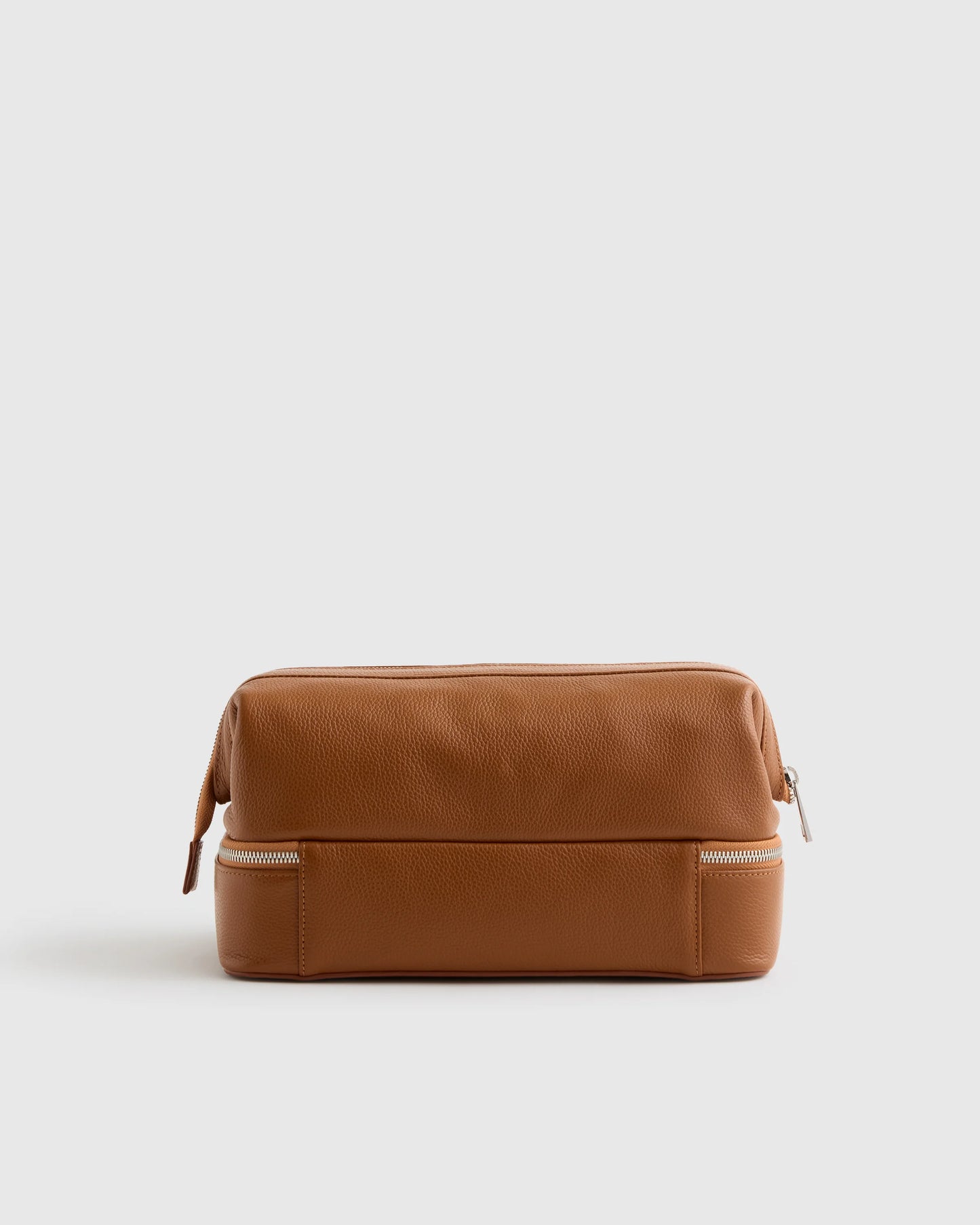 Italian Leather Dual Compartment Toiletry Bag - One Size / Ruby Red