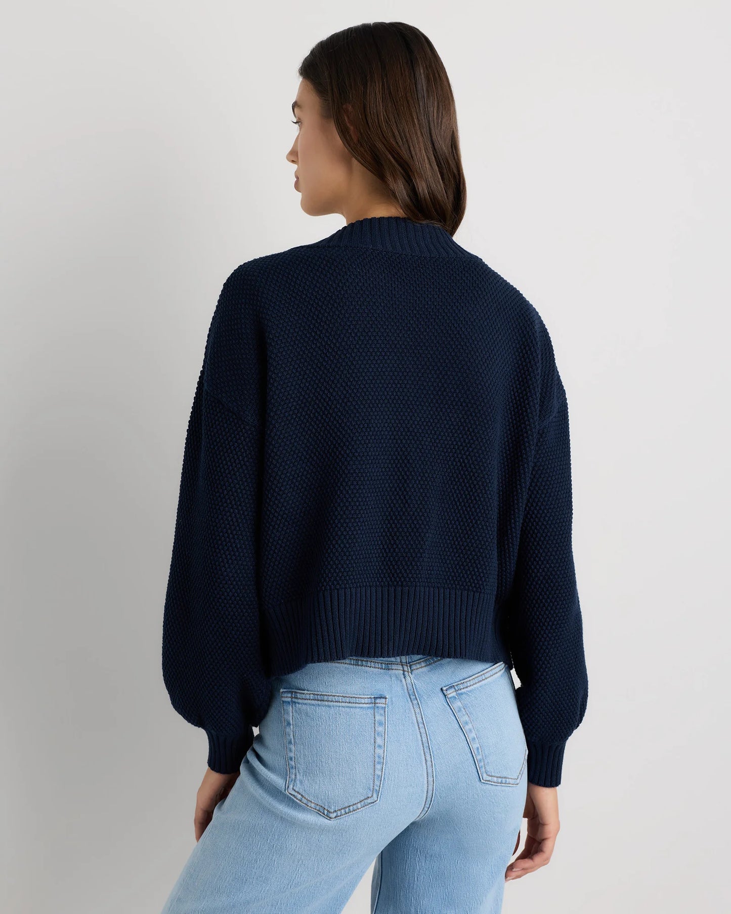 100% Organic Cotton Waffle Stitch Open Cardigan - XS / Sky Blue