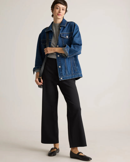Organic Cotton Double Knit Wide Leg Pants - XS / Bold Black