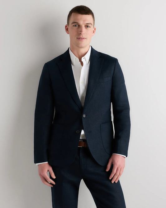 100% European Linen Tailored Blazer - 38R / Deep Navy