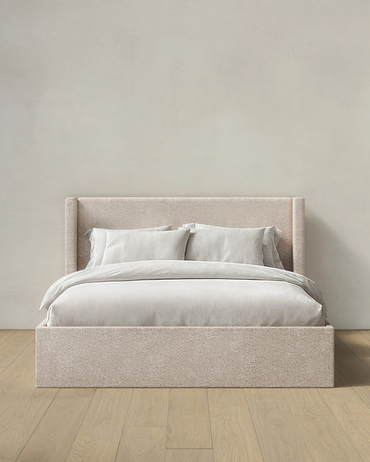 Plush Boucle Wingback Bed - Full / Ivory