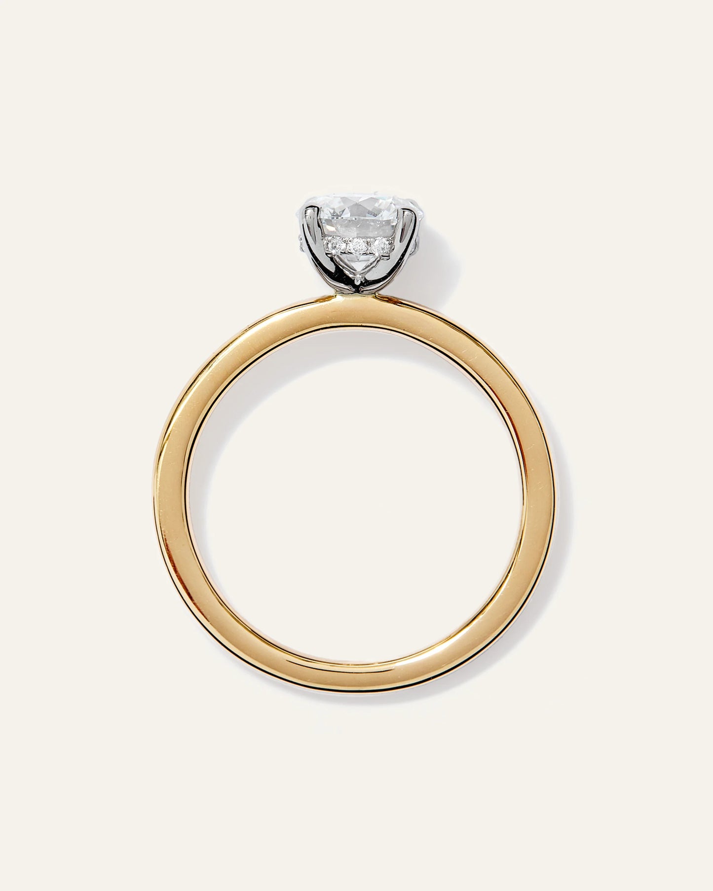 Lab Grown Diamond Round Petite Hidden Halo Engagement Ring - 1ct - 4 / Yellow Gold