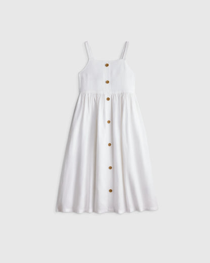 Girls Sleeveless 100% Linen Dress - 6 / Orchid Palms