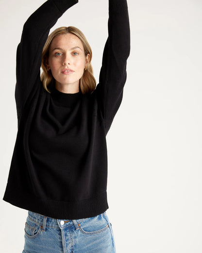 100% Organic Cotton Mock Neck Sweater - XS / Ivory