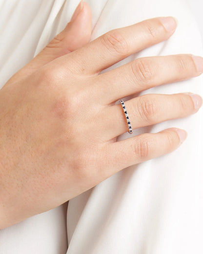14K Gold Pave Diamond and Gemstone Band - 4 / White Gold