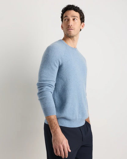 Mongolian Cashmere Waffle Sweatshirt - S / Faded Denim