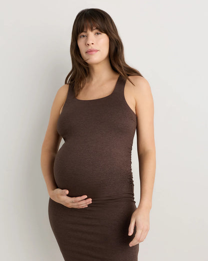 Ultra-Soft Maternity Midi Dress - XS / Heather Black