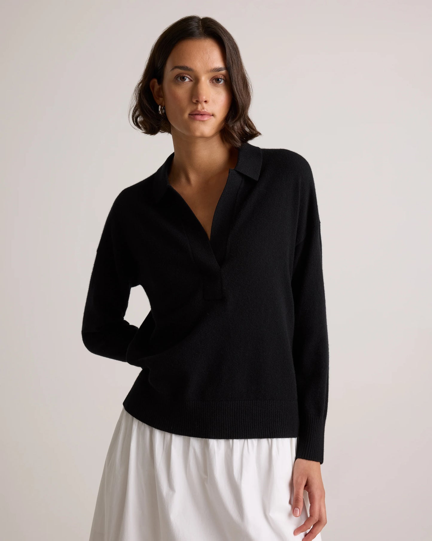 Mongolian Cashmere Polo Sweater - XS / Pale Custard Yellow