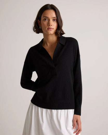 Mongolian Cashmere Polo Sweater - XS / Pale Custard Yellow