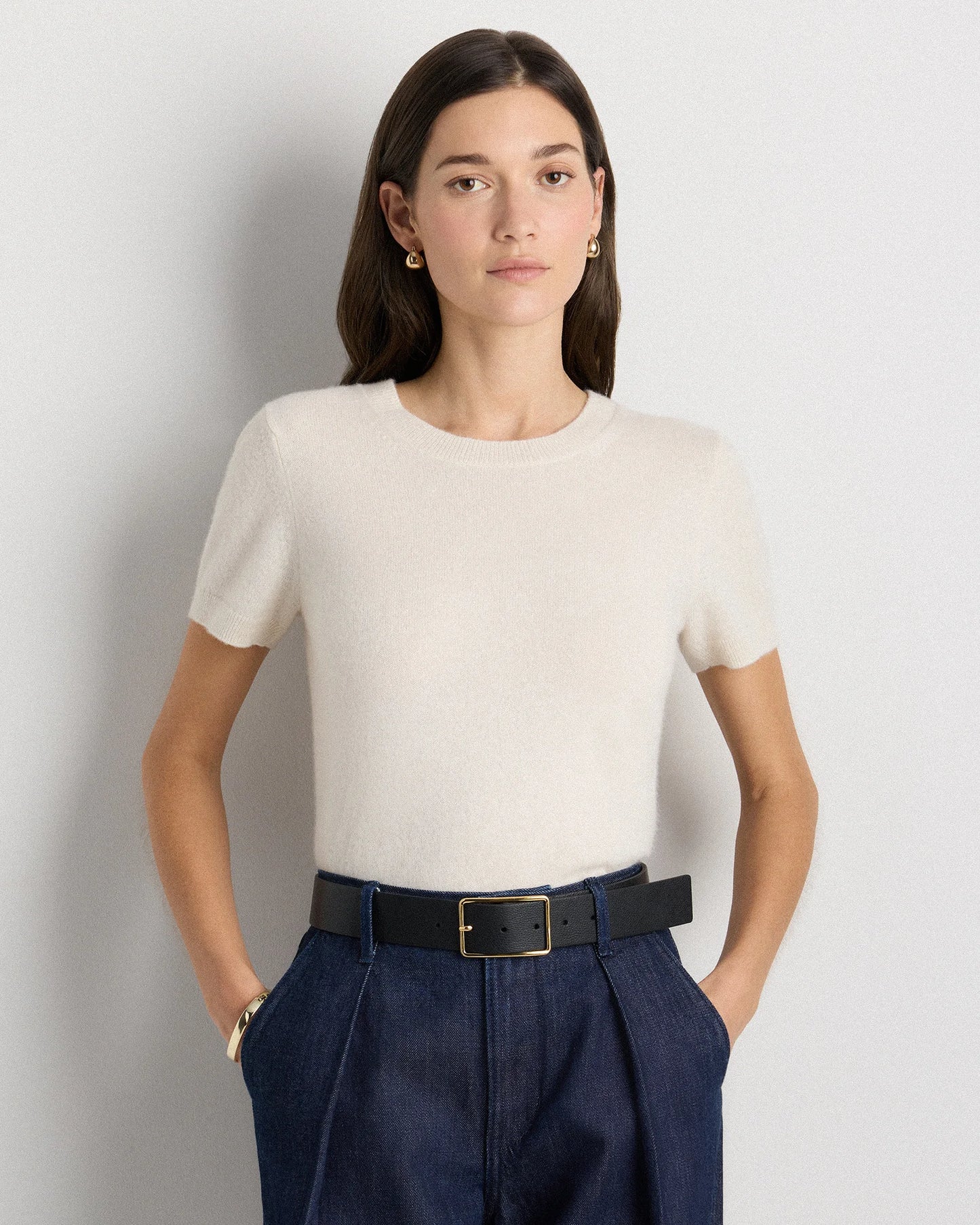 Siena Rectangle European Leather Belt - XS / Black