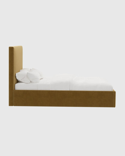 Square Bed in Performance Velvet - Full / Butterscotch