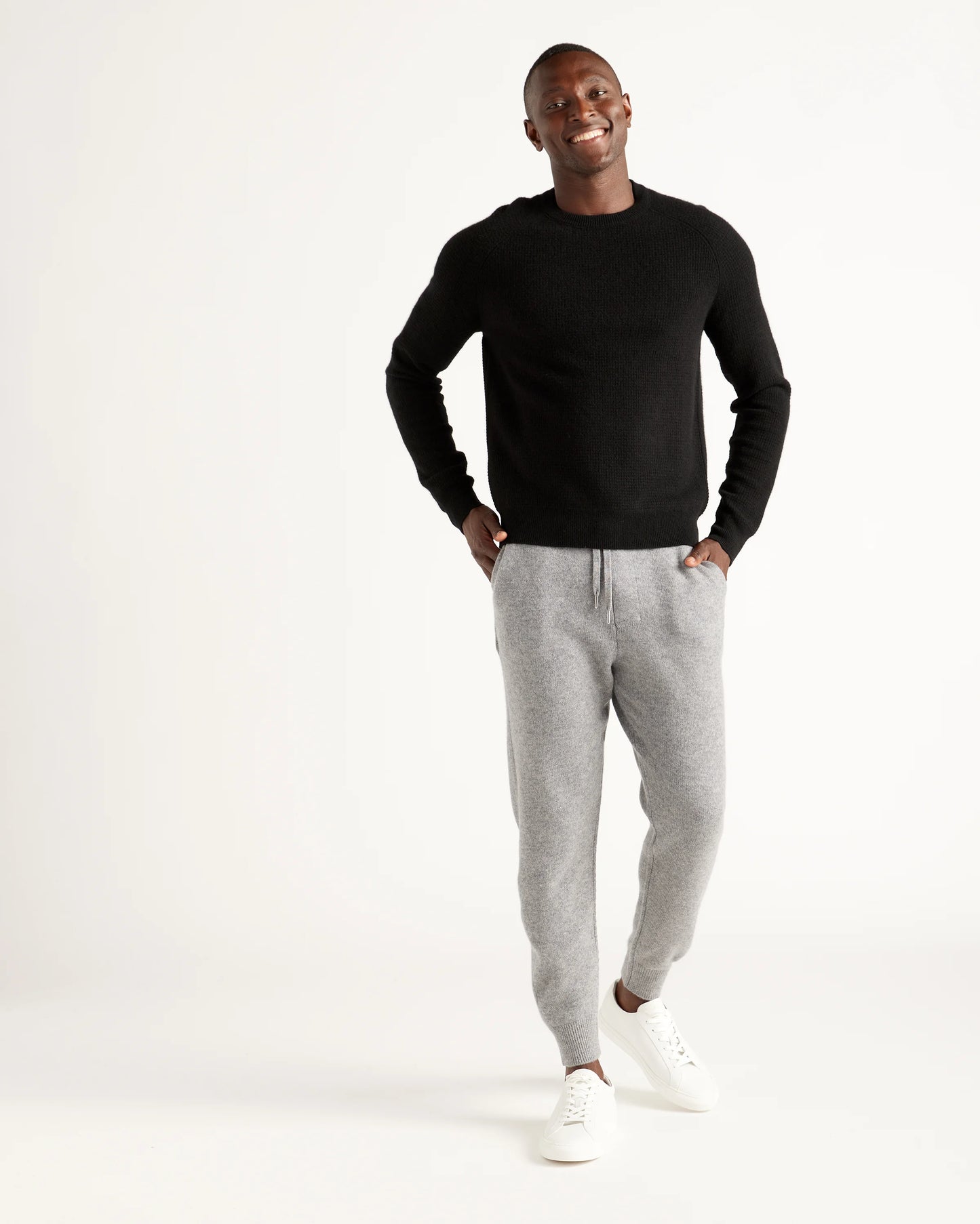 Mongolian Spring Cashmere Waffle Sweatshirt - S / Black