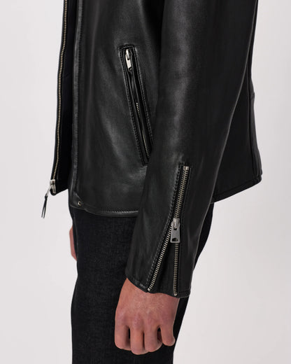 100% Leather Café Racer Jacket - S / Rich Brown