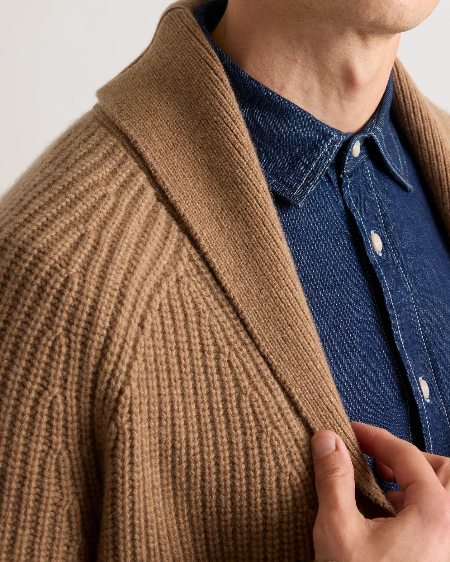 Mongolian Cashmere Shawl Collar Cardigan - S / Black