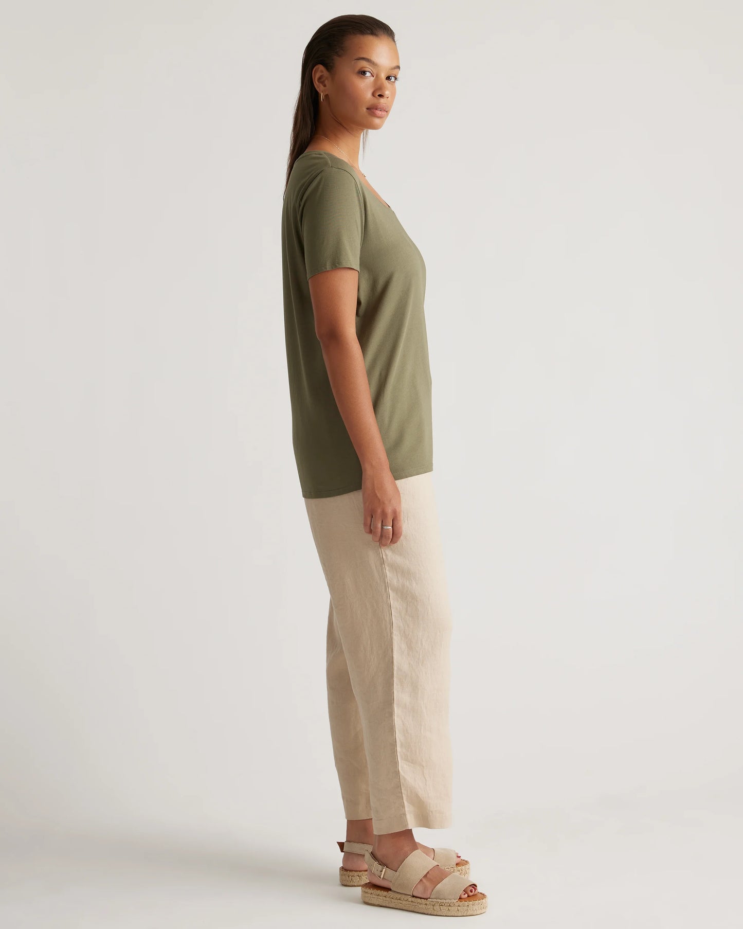 Cotton Modal Scoop Neck Tee - XS / Navy
