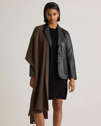 Mongolian Cashmere Ribbed Wrap - One Size / Heather Grey