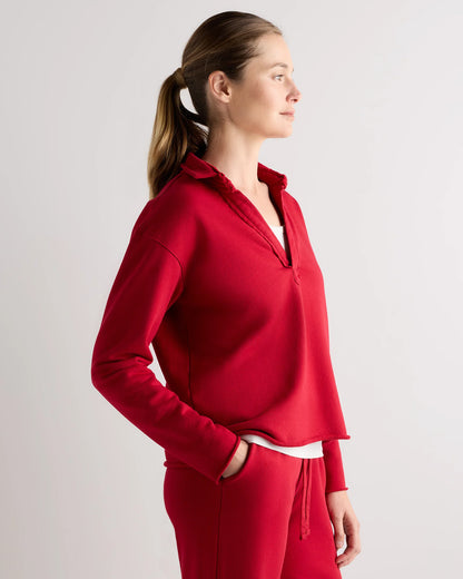Organic French Terry Henley - XS / Ruby Red