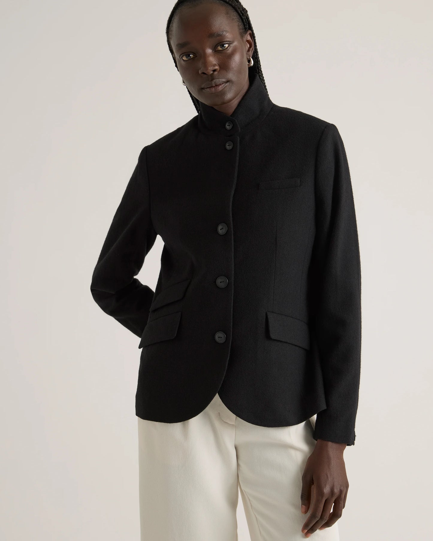 Italian Wool Stand Collar Blazer - XS / Warm Camel