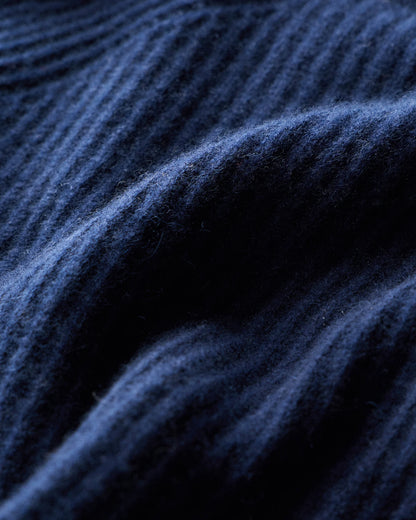 Mongolian Cashmere Fisherman Crewneck Sweater - S / Navy Marl