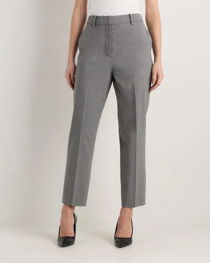 Italian Wool Slim Leg Ankle Pants - 0 / Grey Melange