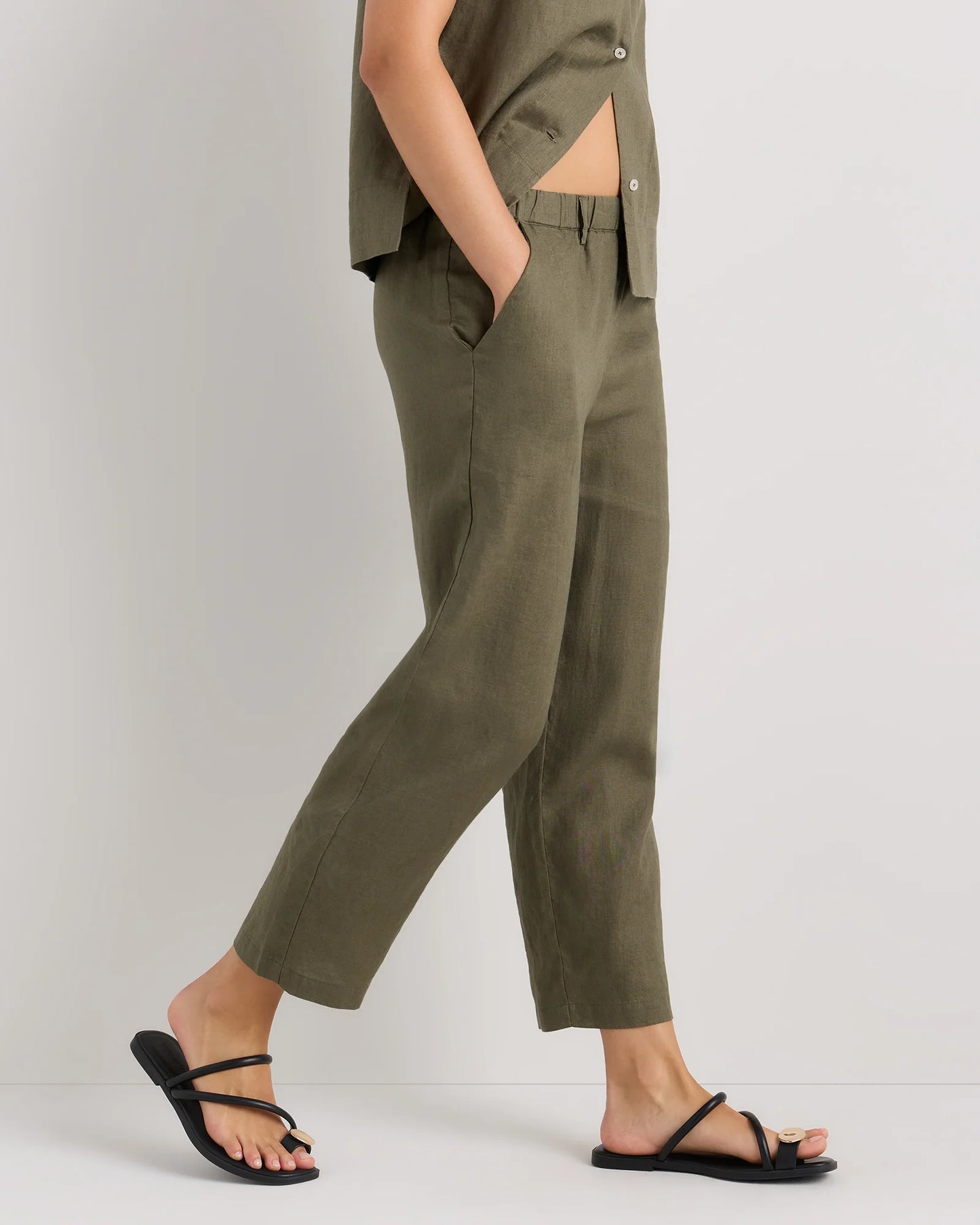 100% European Linen Pants - XS / White