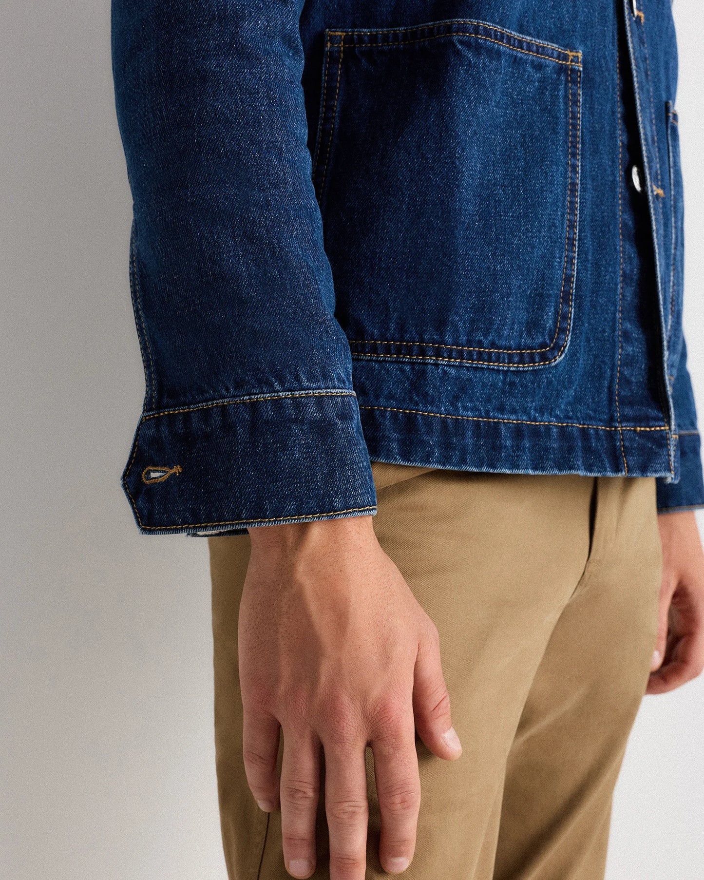 100% Organic Cotton Denim Chore Jacket - S / Dark Indigo