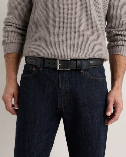 Hugo Contoured Leather Dress Belt - 30 / Hickory