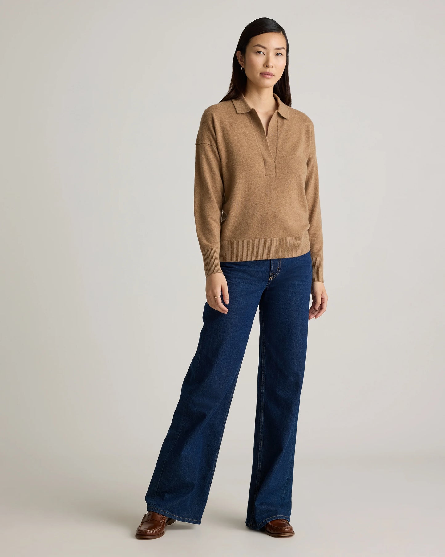 Mongolian Cashmere Polo Sweater - XS / Pale Custard Yellow