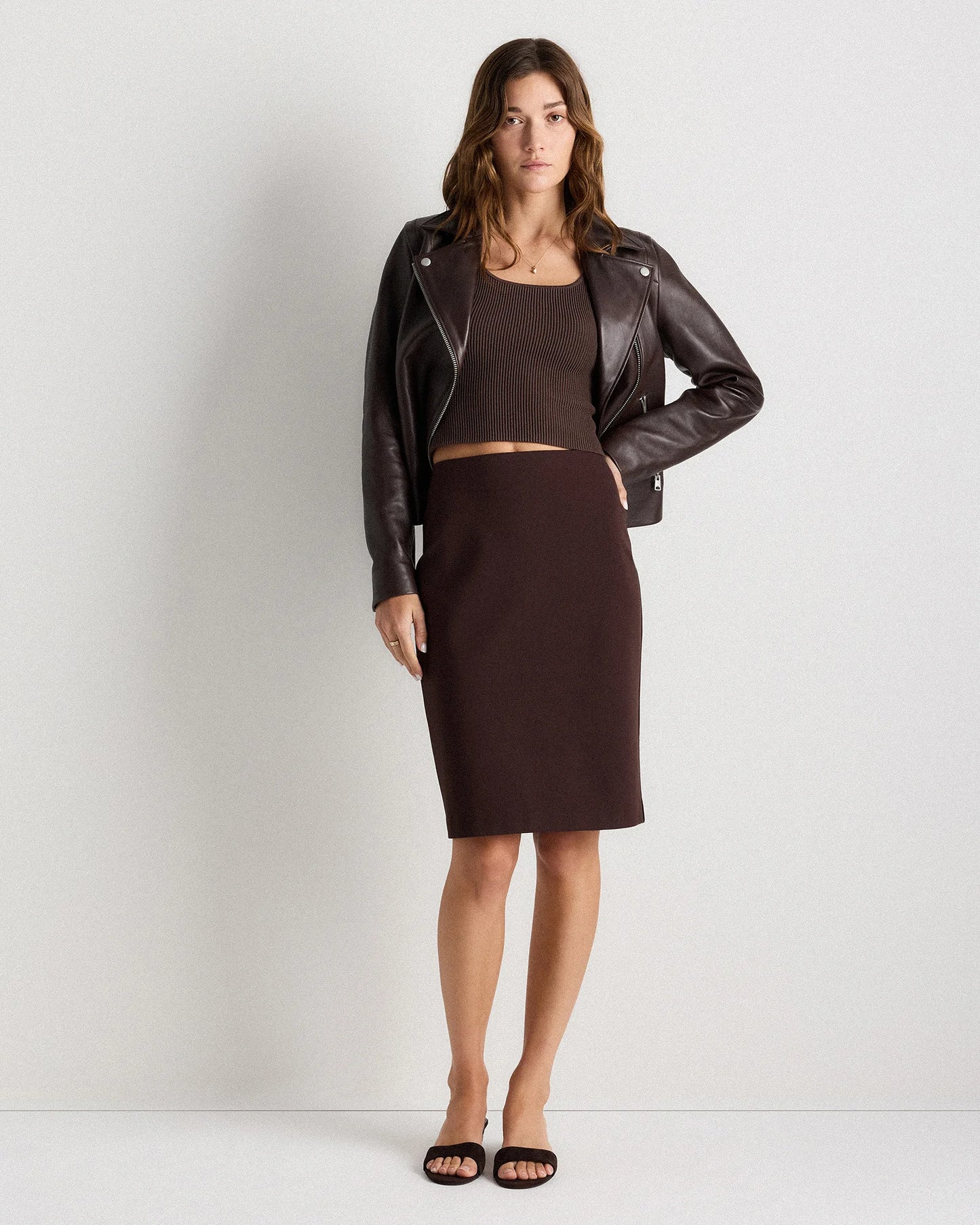 Ultra-Stretch Ponte Pencil Skirt - XS / Charcoal